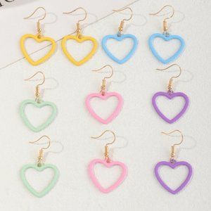 Hollow Heart Pastel Dangle Earrings